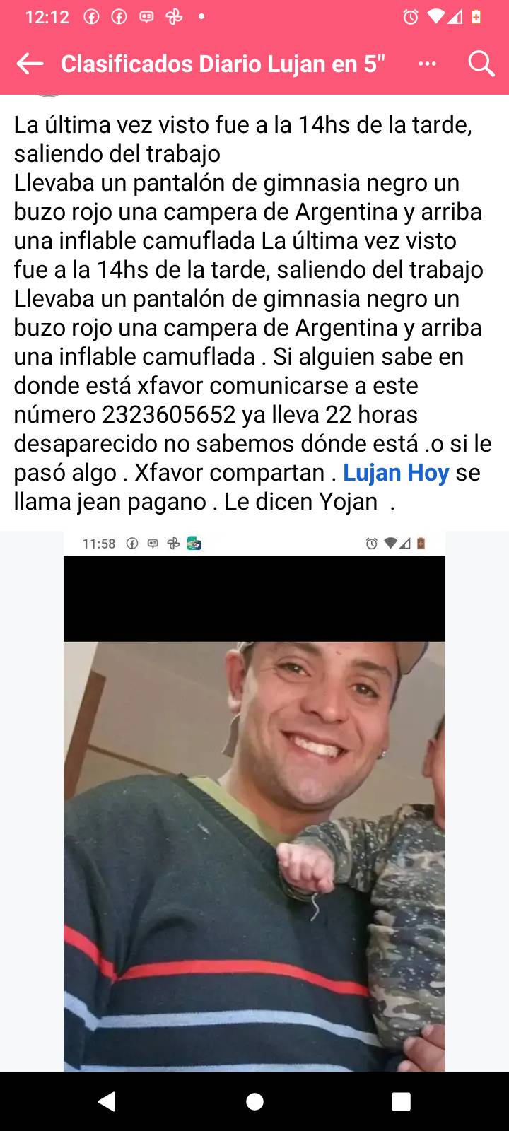 Buacado cualquier información comunicarse al 2323 605652