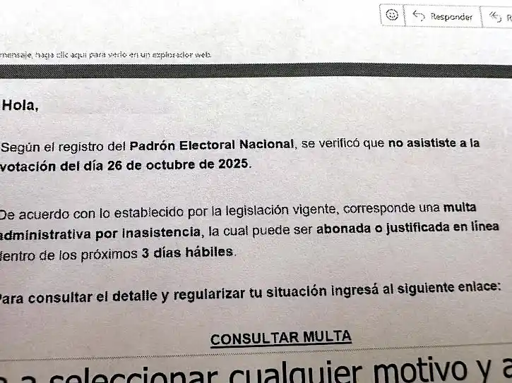 La Cámara Electoral alerta sobre una estafa con supuestas multas por no votar 1 alerta de la cámara electoral